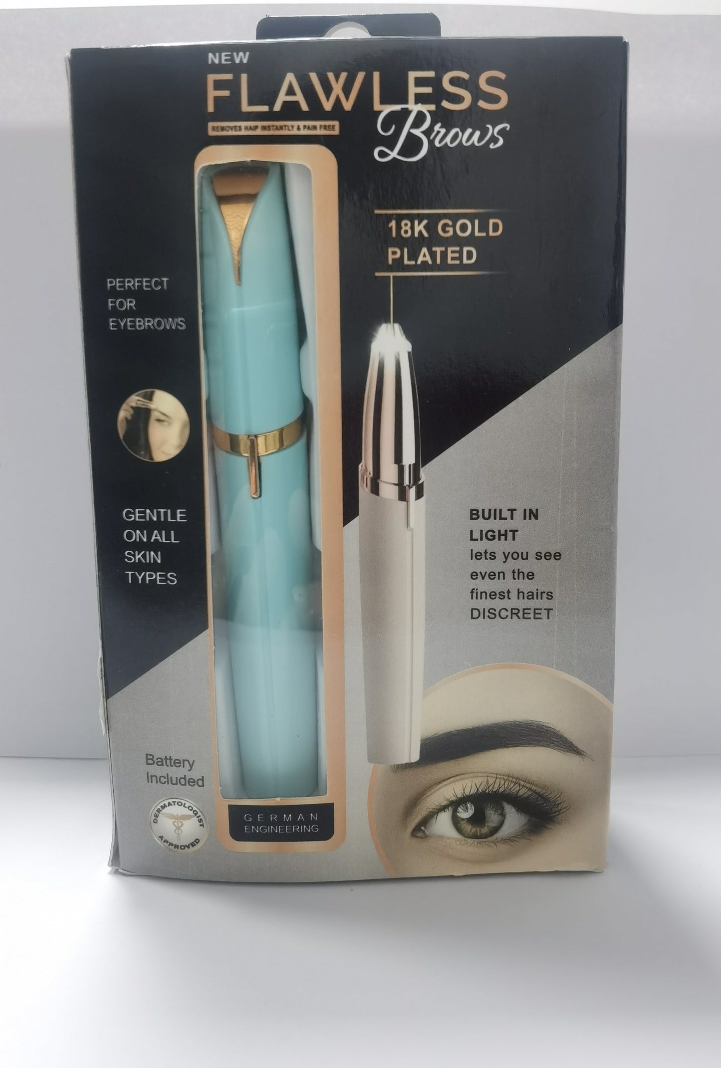 Mini Electric Eyebrow Trimmer - LED Light Painless Hair Remover Lipstick Size