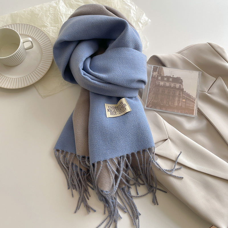Double-Sided Artificial Cashmere Scarf - Women's Winter Warm Couple Scarf
