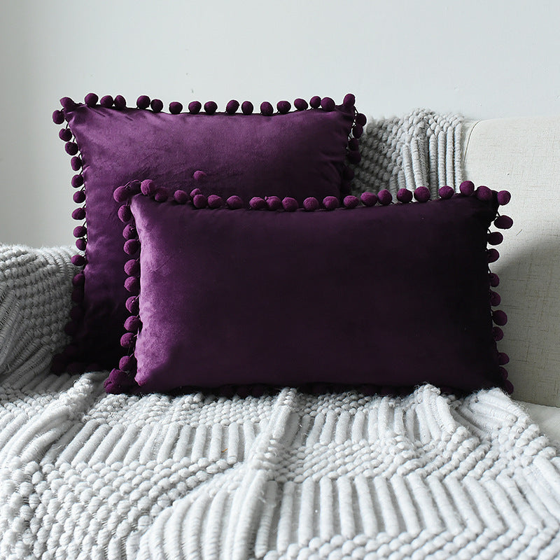 Fur ball velvet sofa cushion pillowcase