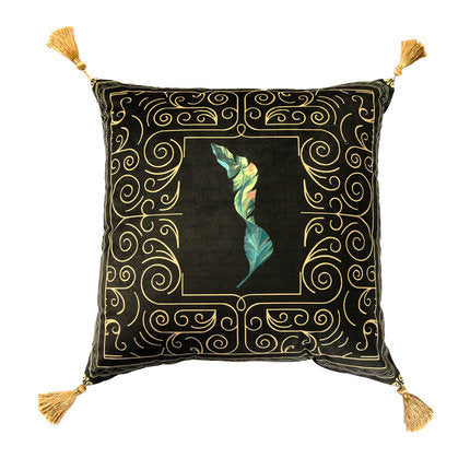 Rainforest Geometric Print Velvet Cushion Cover