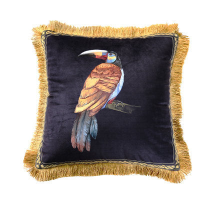 Rainforest Geometric Print Velvet Cushion Cover