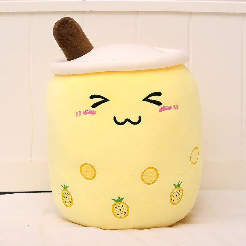 Boba Tea Plush Toy - Cute Strawberry Milk Tea Stuffed Animal Pillow Cushion for Kids