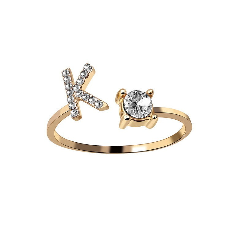 Adjustable Initial Letter Ring - Personalized Alphabet Jewelry