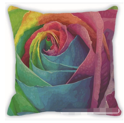 Colorful geometric pattern linen hug pillowcase car sofa cushion cover
