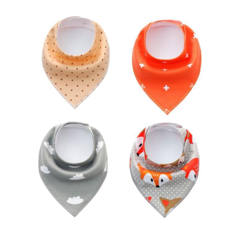 Baby Bandana Bibs 4-Pack - Cotton Triangle Drool Bibs with Arrow & Wave Prints