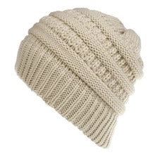 Women's Mixed Color Knitted Wool Hat - Ponytail Beanie