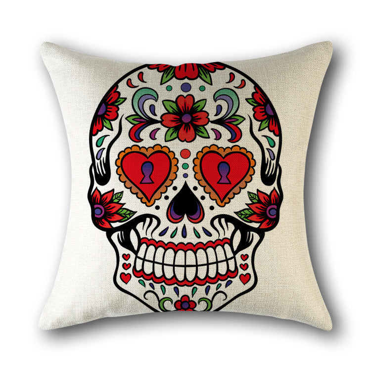 Skull Print Cushion Cotton Cover Sofa Cushion Bed Scandinavian Decorative Pillow Case