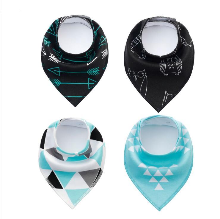 Baby Bandana Bibs 4-Pack - Cotton Triangle Drool Bibs with Arrow & Wave Prints
