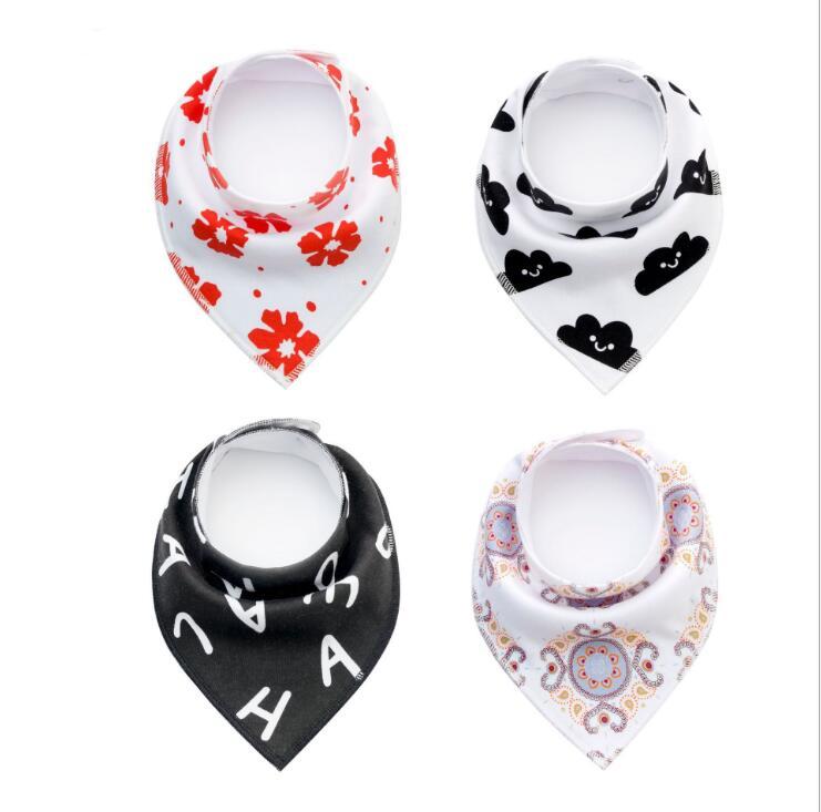 Baby Bandana Bibs 4-Pack - Cotton Triangle Drool Bibs with Arrow & Wave Prints
