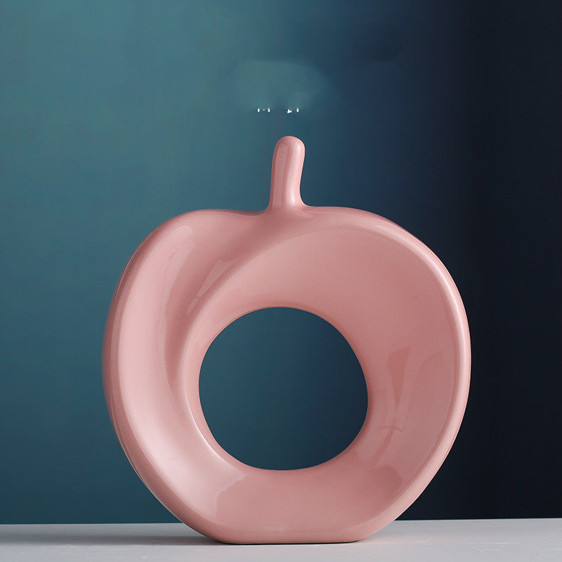 Premium Ceramic Home Decoration Ornaments - Modern Apple Pink Design