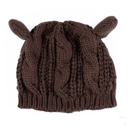 Autumn Winter Cat Ear Knit Beanie - Cute Animal Ear Hat
