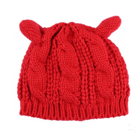 Autumn Winter Cat Ear Knit Beanie - Cute Animal Ear Hat