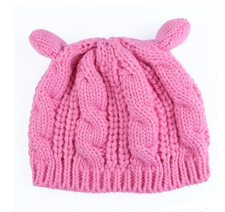 Autumn Winter Cat Ear Knit Beanie - Cute Animal Ear Hat