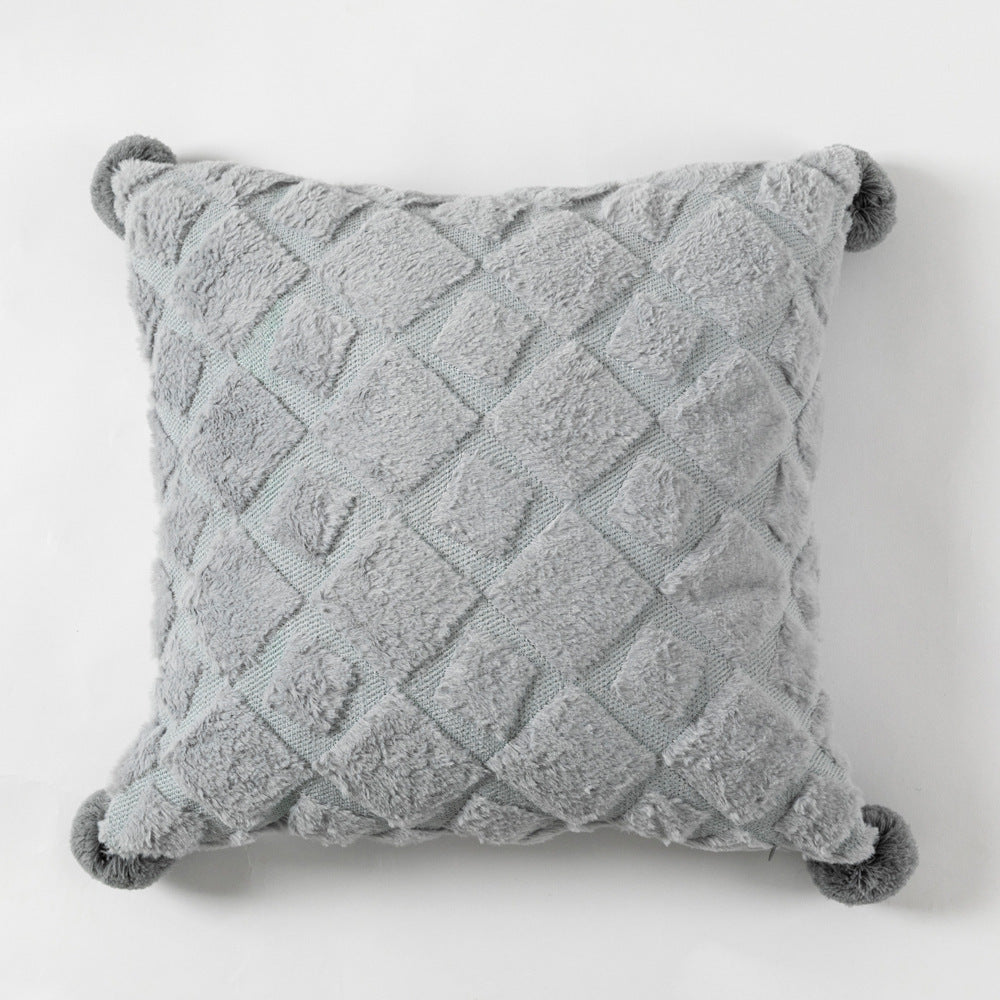 Solid color plush ball sofa cushion