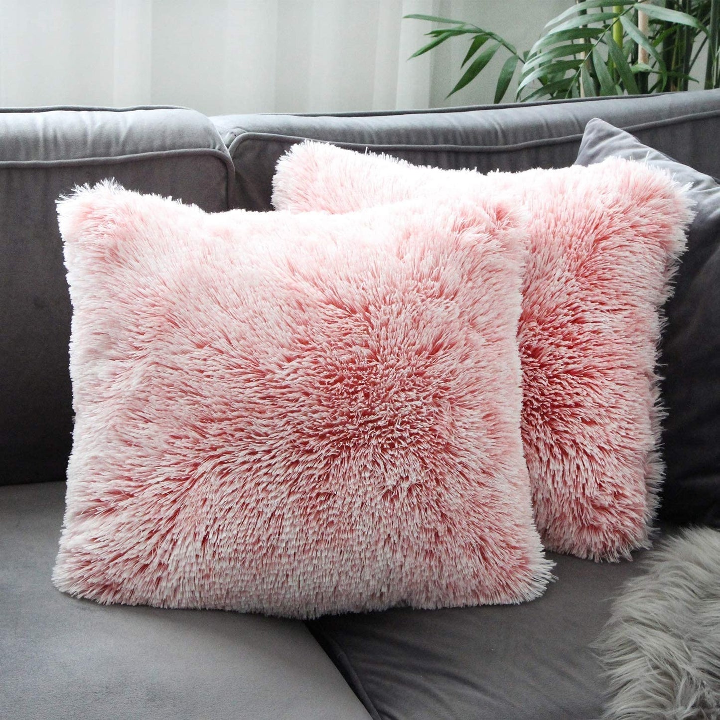 Long hair gradient color pillowcase back cushion plush pillowcase