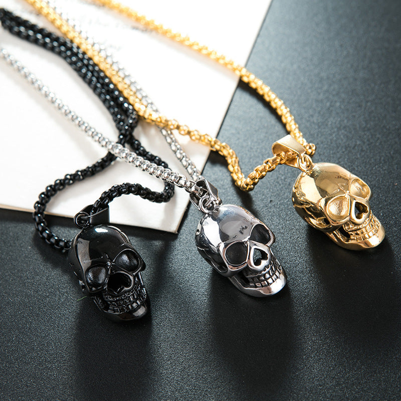 Halloween Skull Necklace - Men's Punk Titanium Steel Chain