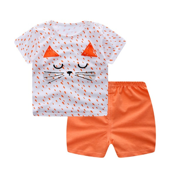 Cartoon Baby Clothing Set - Summer T-Shirt & Shorts Outfit for Boys & Girls