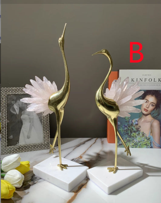 Premium Crystal Crane Home Decoration - Elegant Glass Bird Ornament