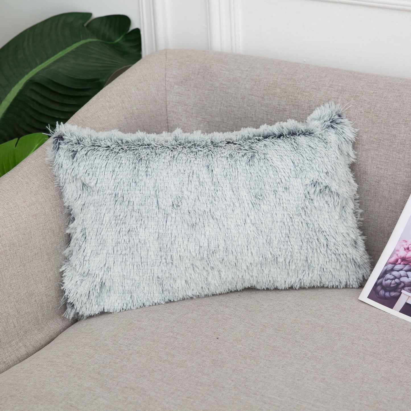 Long hair gradient color pillowcase back cushion plush pillowcase