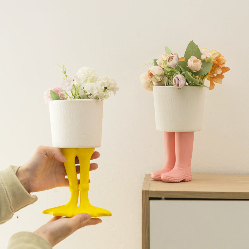 Premium Ceramic Flowerpot - Green Plant Home Soft Decoration for Living Room & Balcony