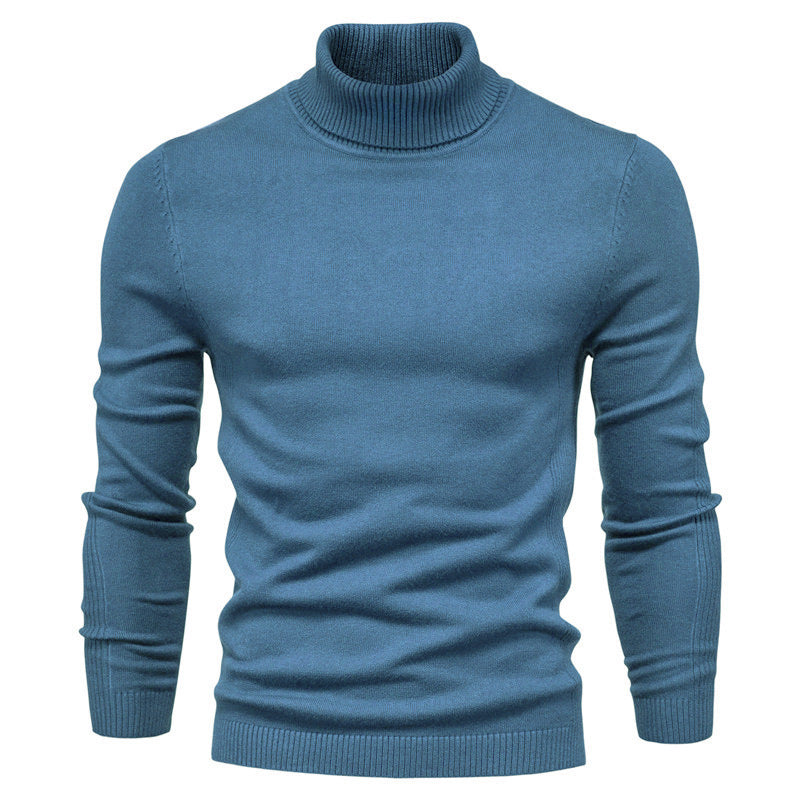 Men's Solid Color Slim Pullover Turtleneck Sweater - Winter Casual Tops