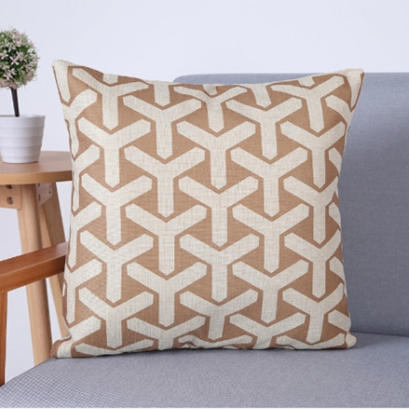 Linen Pillowcase Sofa Geometric Cushion Cover