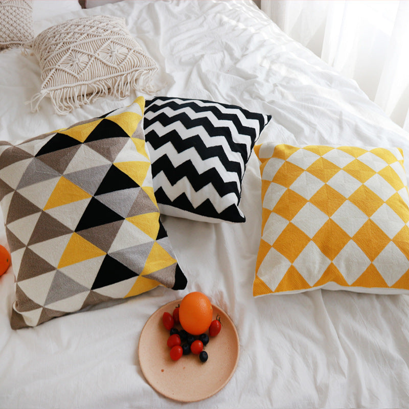 Geometric Embroidery Floral Sofa Art Throw Pillow American Living Room Cushion Cover