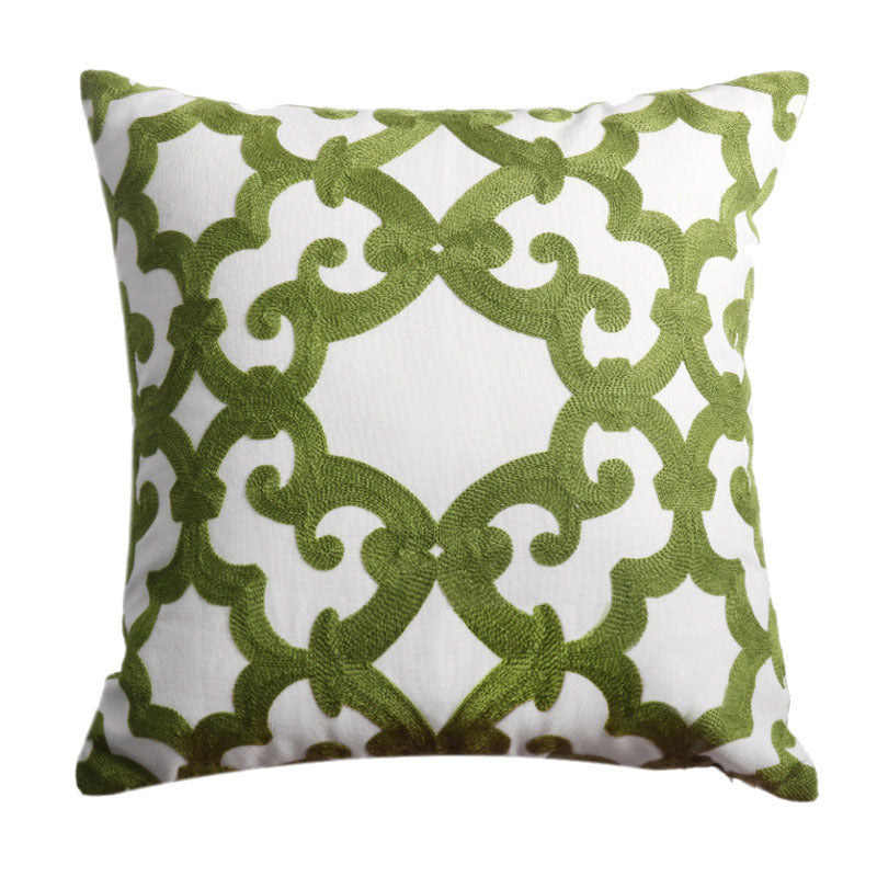 Geometric Embroidery Floral Sofa Art Throw Pillow American Living Room Cushion Cover