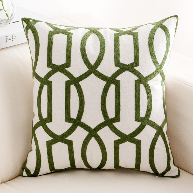 Geometric Embroidery Floral Sofa Art Throw Pillow American Living Room Cushion Cover