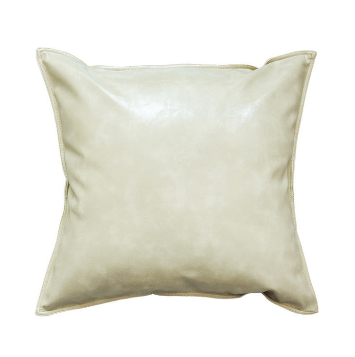 Pu Oil Wax Leather Cushion Cover Solid Color Luxury Simulation Leather Sofa Cushion Pillowcase