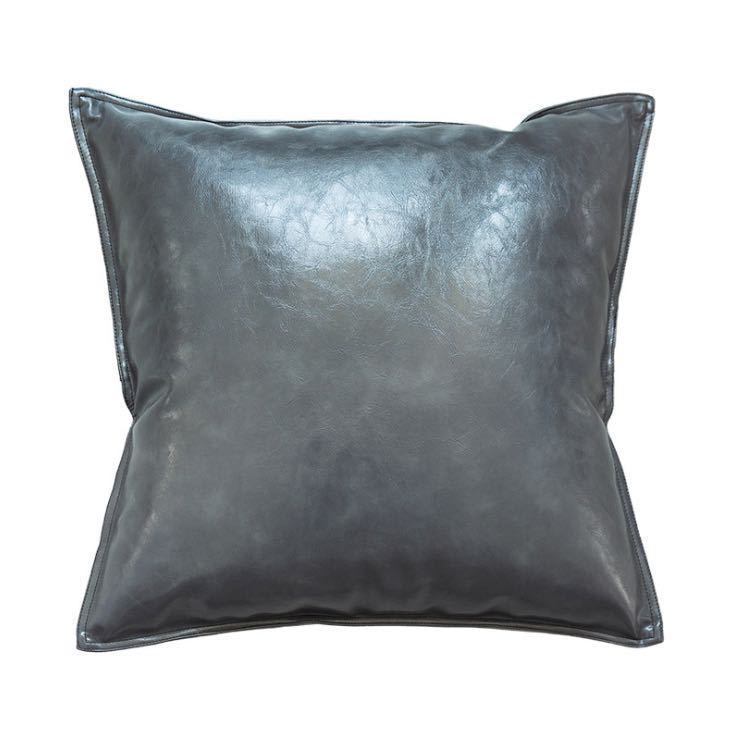 Pu Oil Wax Leather Cushion Cover Solid Color Luxury Simulation Leather Sofa Cushion Pillowcase