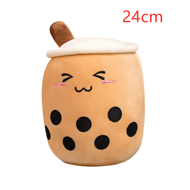 Boba Tea Plush Toy - Cute Strawberry Milk Tea Stuffed Animal Pillow Cushion for Kids