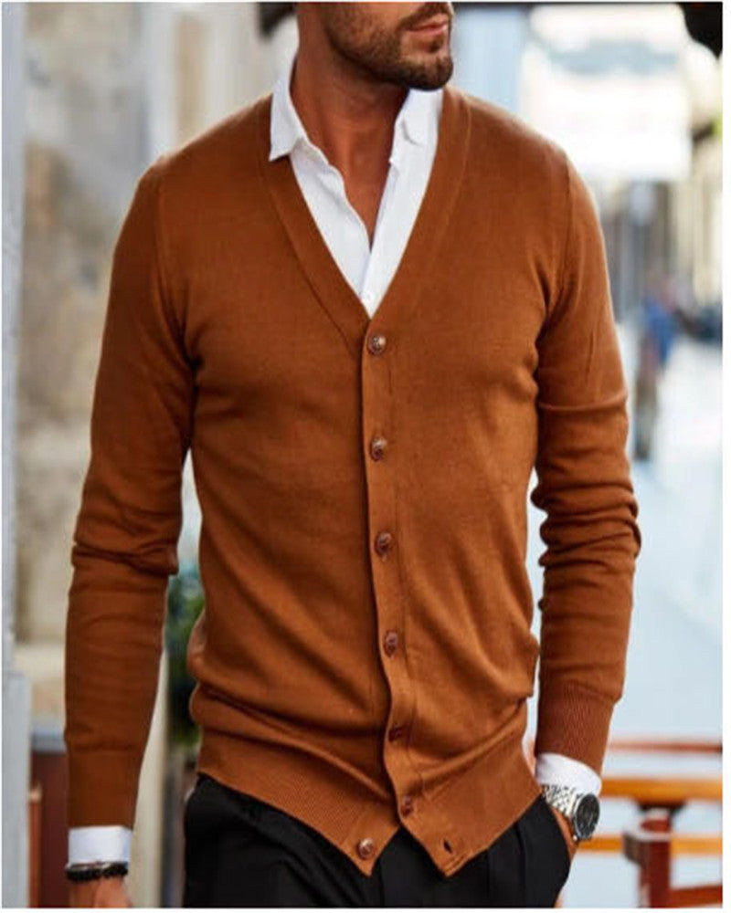 Men's Fashion Simple Casual Sweater Jacket - Comfortable Knit Cardigan