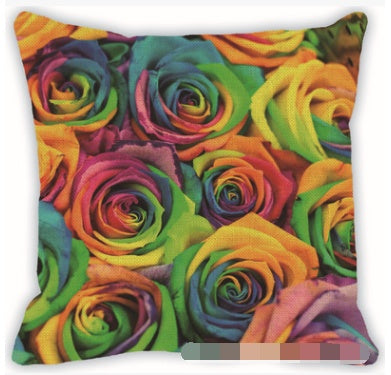Colorful geometric pattern linen hug pillowcase car sofa cushion cover