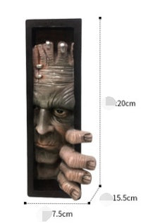 Horror Peeping On The Bookshelf Human Face Resin Bookends Bookstand Sculpture Collecting Cd Albums Bookshelf Decor