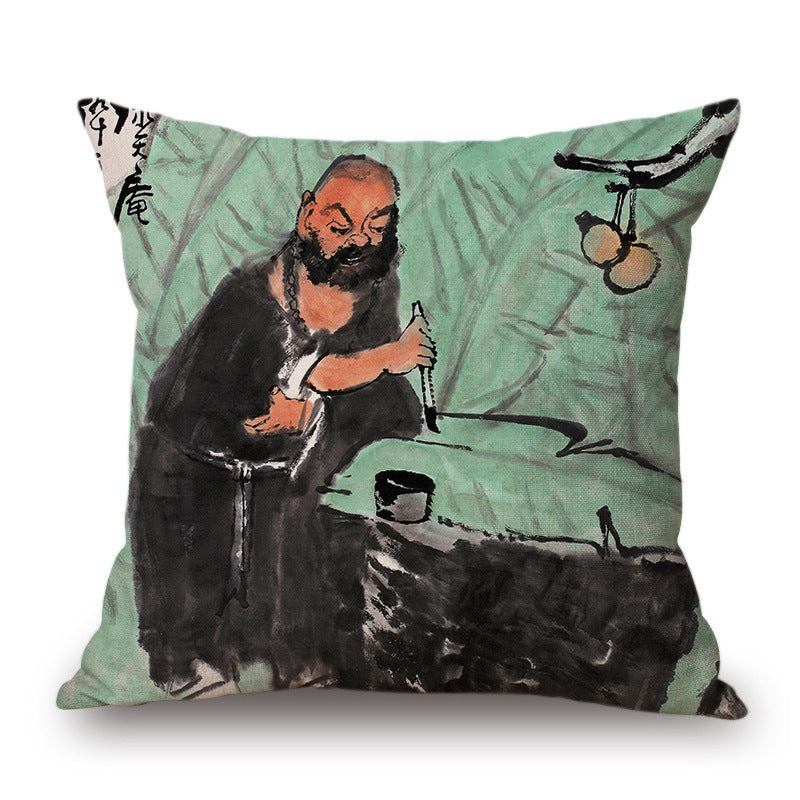 Retro Ink Painting Cushion Cover Chinese
