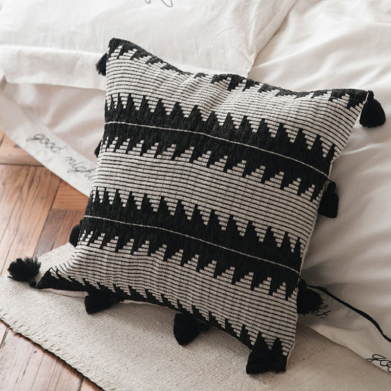 Handmade Cushion Cover Moroccan Ethnic Style Bedroom Tassel Pillow