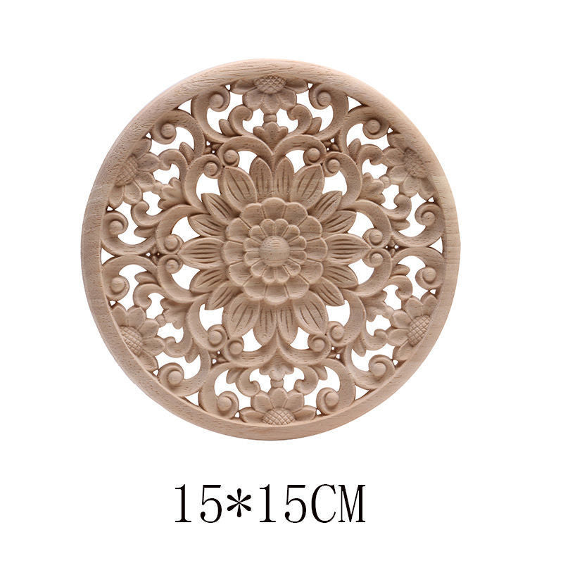 Premium European Classical Rubber Wood Carving - Solid Wood Home Decoration Craft
