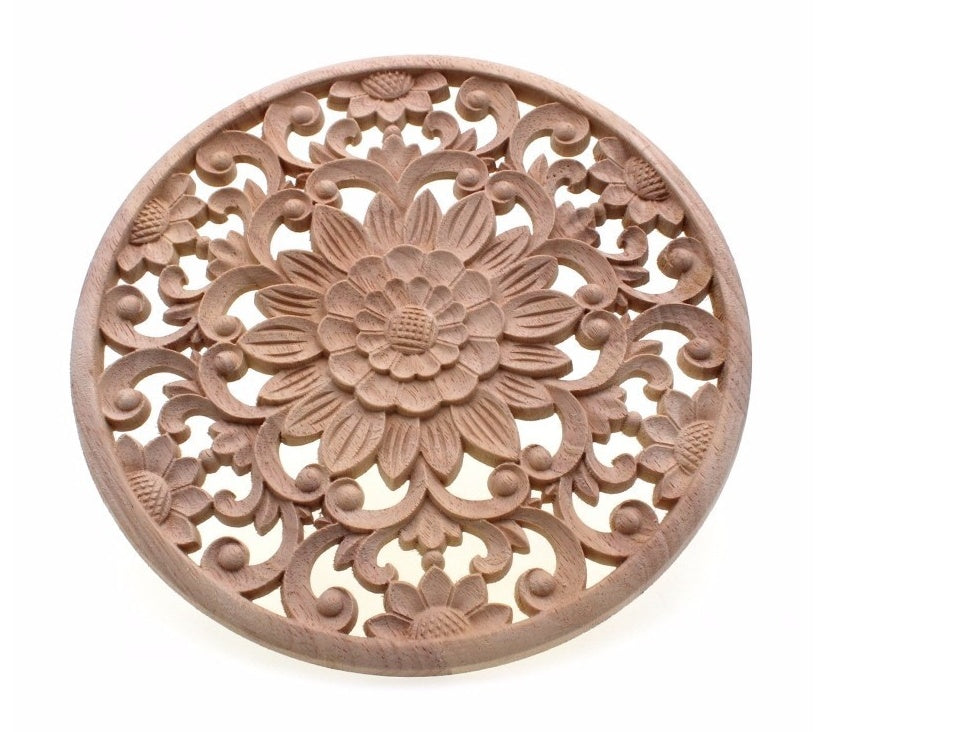 Premium European Classical Rubber Wood Carving - Solid Wood Home Decoration Craft