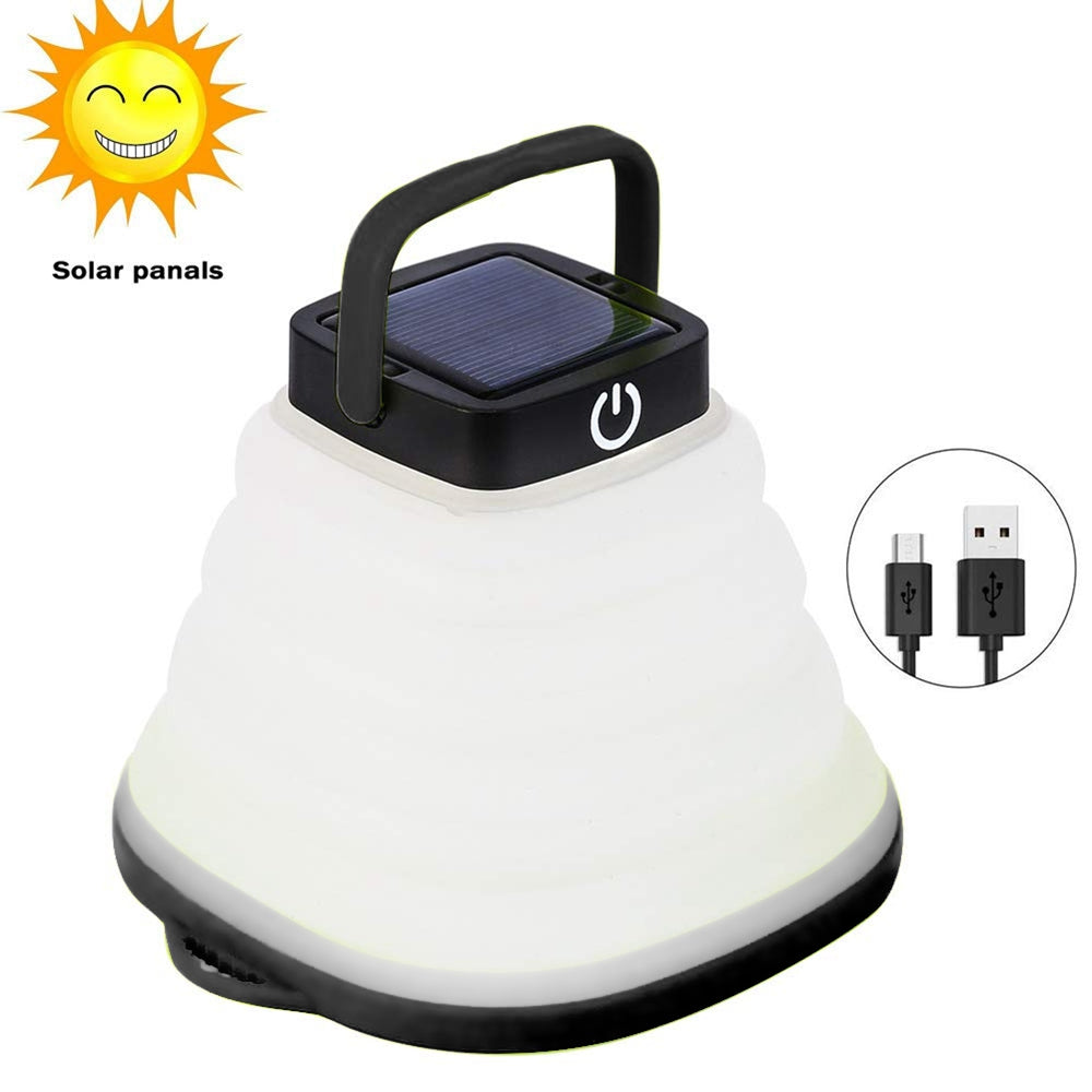 Collapsible Solar Camping Lantern | IP68 Waterproof USB Rechargeable Foldable Tent Light
