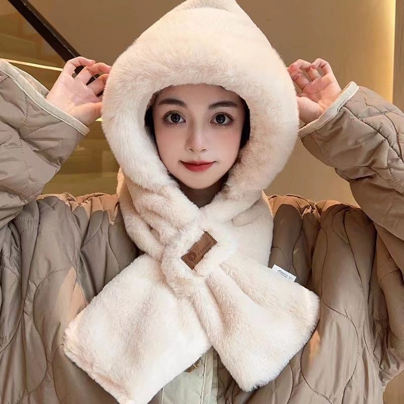 Winter Cycling Fleece-Lined Thermal Ear Warmer Hat with Neck Scarf - Cold Weather Protection
