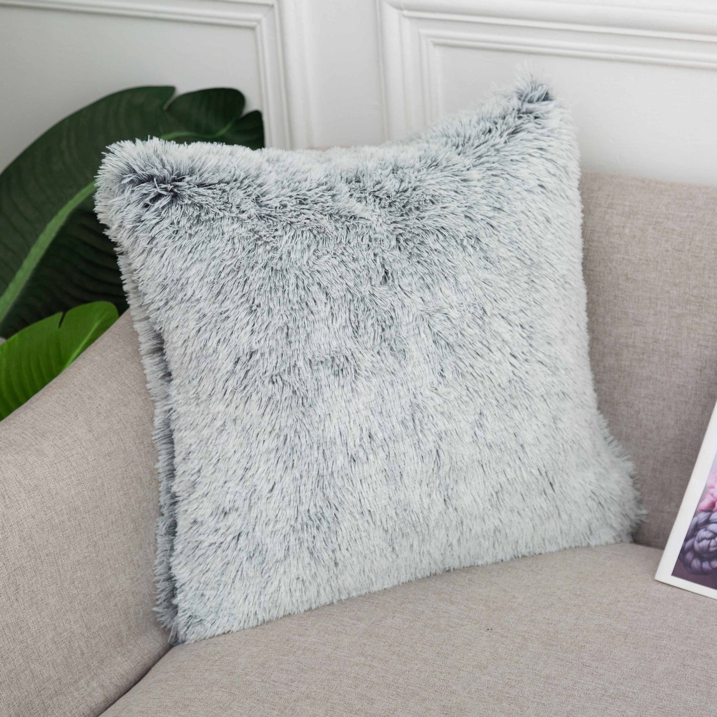 Long hair gradient color pillowcase back cushion plush pillowcase