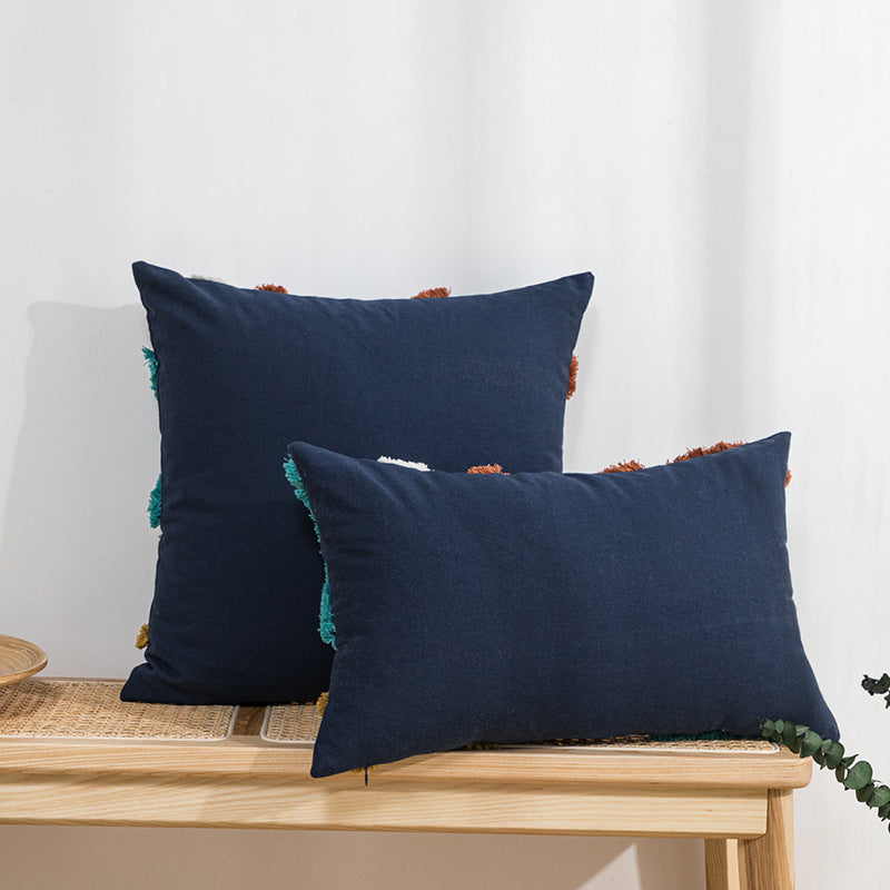 Amazon Cross-border Tufted Canvas Pillow Cover Home Bedroom Bedside Living Room Backrest Cushion Wholesale