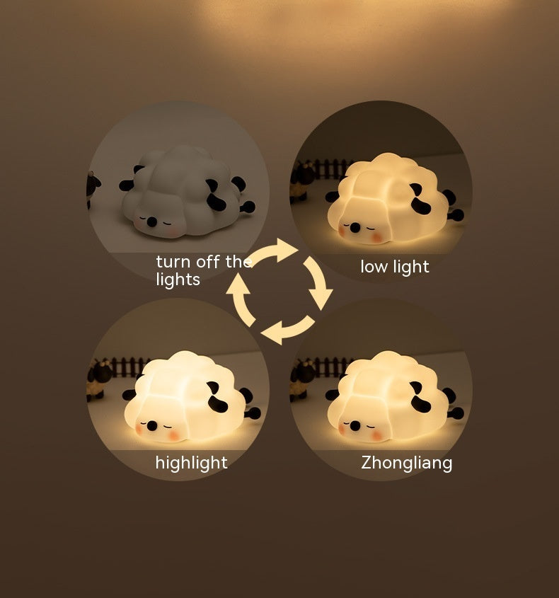 Cute Silicone Night Lights Sheep Cartoon - Rechargeable Timing Dimming Sleep Light for Children's Room