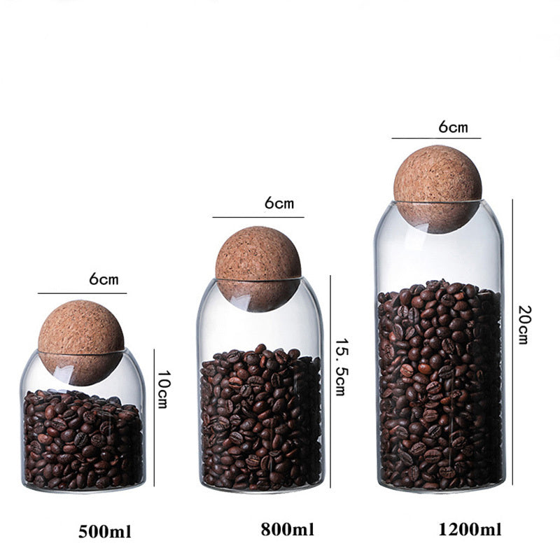 1 Set Storage Ball Glass Tea Jar,Cork Jar,Sealed Candy Jar,Dry Food Storage Jar