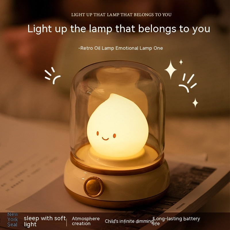 Retro Small Night Lamp - Bedroom Mini Desktop LED Cute Rechargeable Portable Cartoon Table Lamp