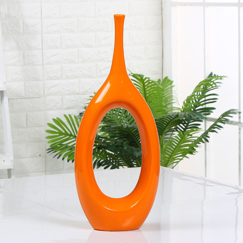 Premium Hollow Ceramic Vase - Modern Home Decoration Centerpiece