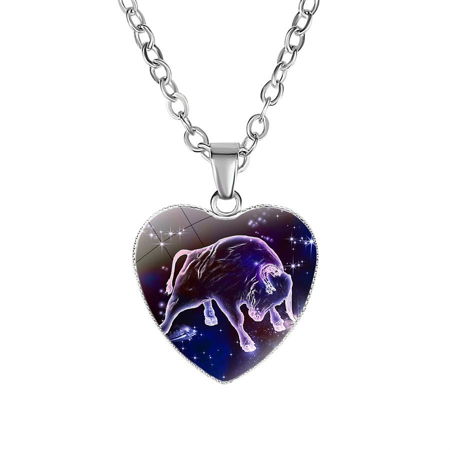 Women's Zodiac Heart Pendant Necklace - Personalized Astrology Jewelry