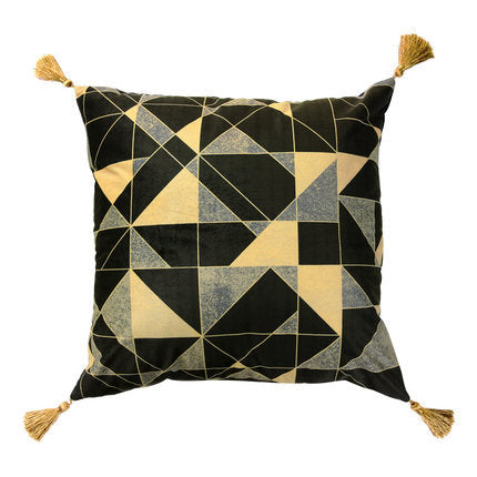 Rainforest Geometric Print Velvet Cushion Cover
