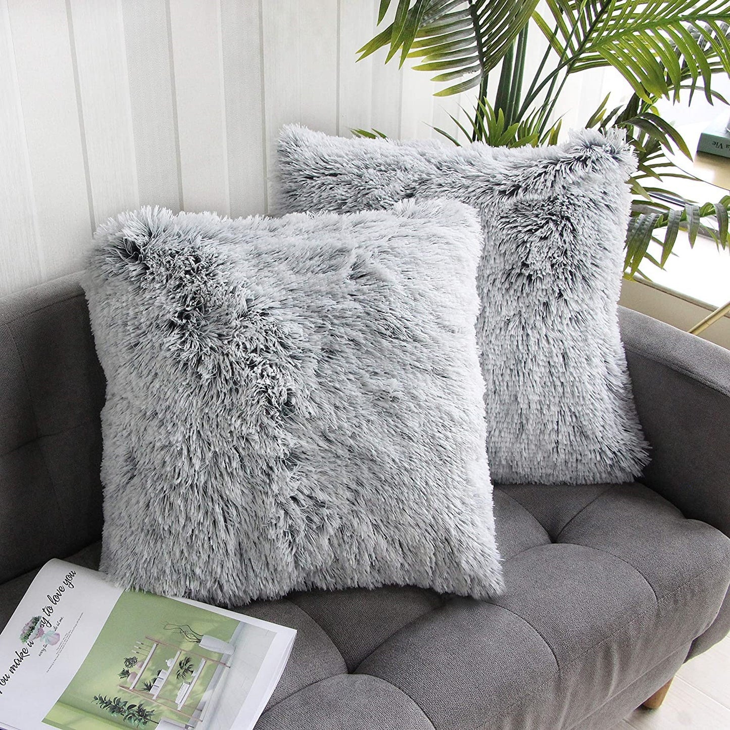 Long hair gradient color pillowcase back cushion plush pillowcase